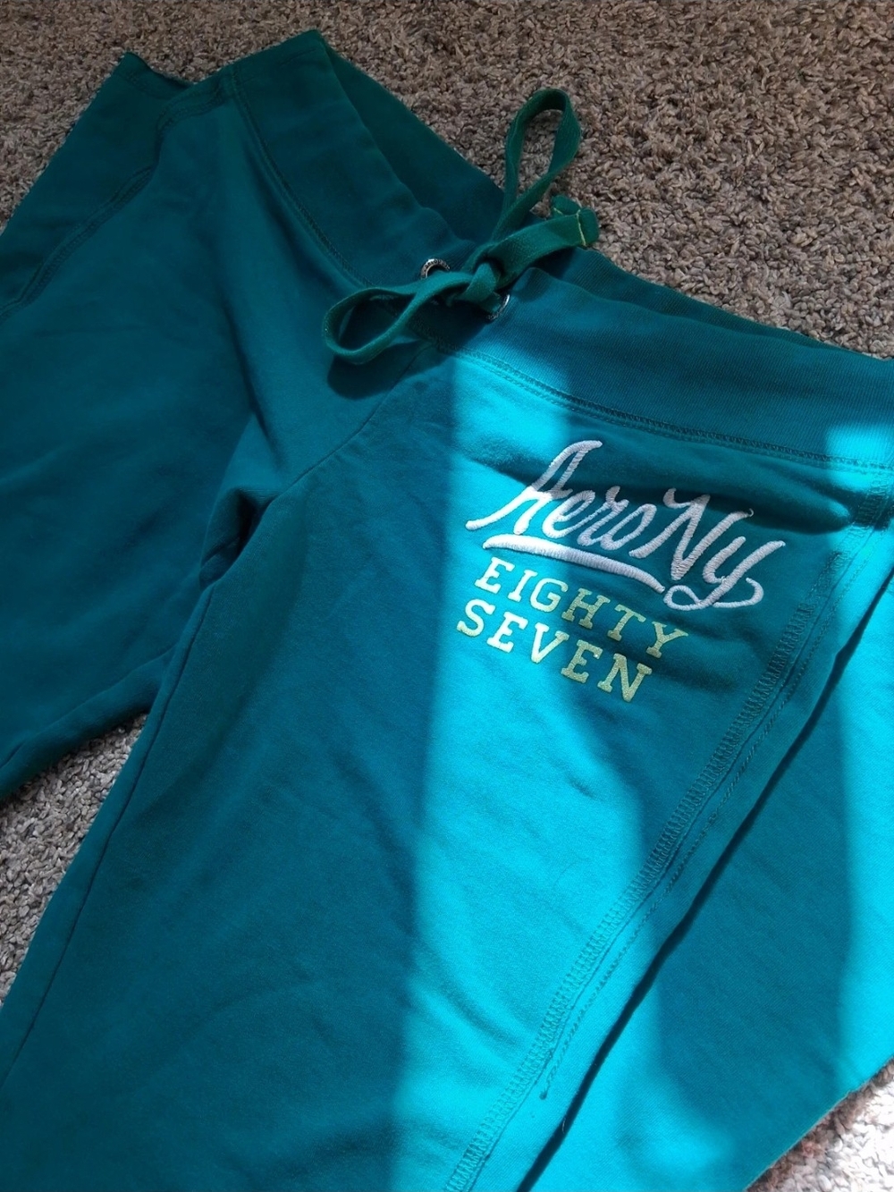 Vintage, Y2k, 2000's Aeropostale Teal Low Rise Sweatpants - AeroNY Eighty Seven
